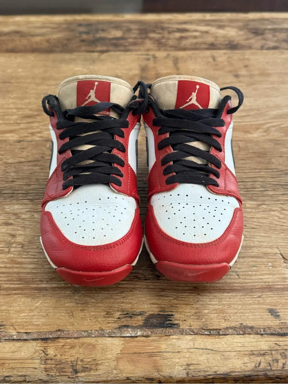 Air Jordan 1 Youth Baseball Cleats Red White Black (Big kids Size 4Y)